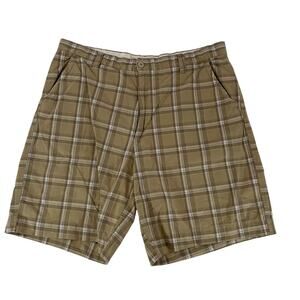 Urban Up Men's Plaid Flat Front Khaki Shorts Size 38 Cotton Casual